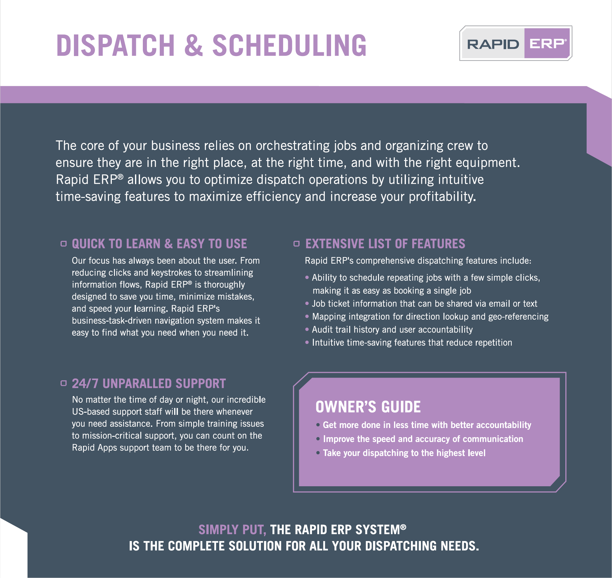 Rapid ERP - Dispatch & Scheduling